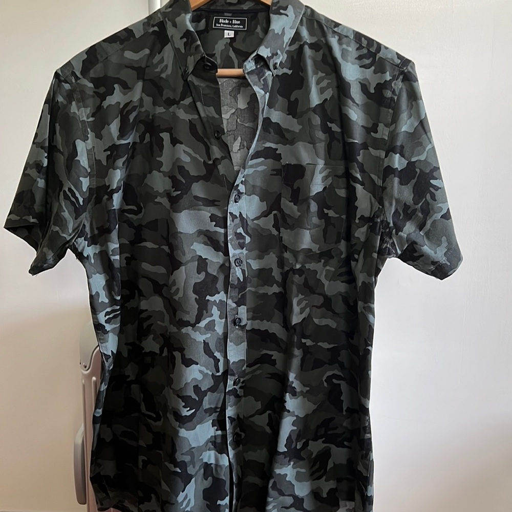 Short sleeve shirt in dark grey camouflage from Blade & Blue
